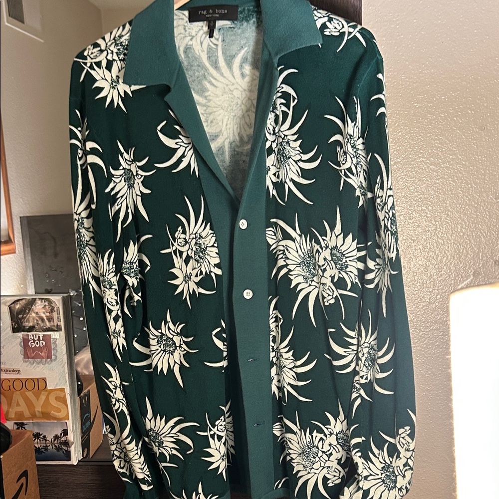 Rag & Bone Green Floral Shirt Jacket